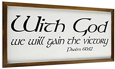 Inspiracija citira drveni zidni znak Psalm 60:12 Zidna umjetnost, s Bogom, dobićemo pobjedu bijeli-c4 30x55cm