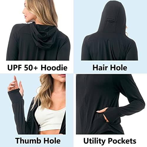 Petalroz ženska upf 50+ jakna za zaštitu od sunca sa dugim rukavima u obliku dugih rukava s rupama s palcem