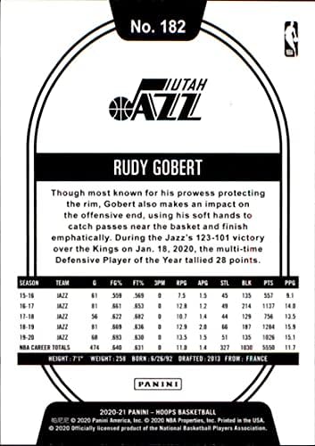 2020-21 Panini Hoops 182 Rudy Gobert Utah Jazz košarkaška kartica