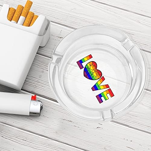 Riječ ljubav napisana u Rainbow Glass Peshtray za cigarete okrugle ladice za pepeo za kućni ured i restorane