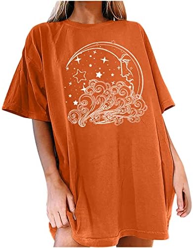 Najveća košulja za djevojke Jesen ljeto 2023. modna kratka rukava Crewneck pamuk grafički labavi fit srednjovjekovni