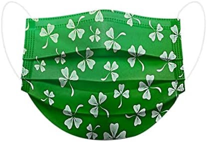 【US STOCK】 St Patricks Day jednokratna maska za lice za žene muškarci odrasli zelena djetelina štampana