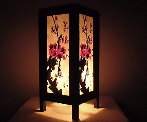 Crvena bobica Bedside Japanska crkva - Vintage ručno izrađena azijska stolna svjetiljka s tkaninom Squaring