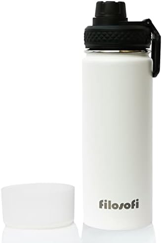 FILOSOFI izolirane boce od nehrđajućeg čelika sa poklopcem otpornosti na curenje, sportska boca za vodu za putovanja, sport, kampiranje 18oz bijelo