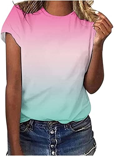 Majica blube za žene Ljeto Jesen kratki rukav 2023 Crewneck pamuk ptica cvjetna grafička casual majica x6
