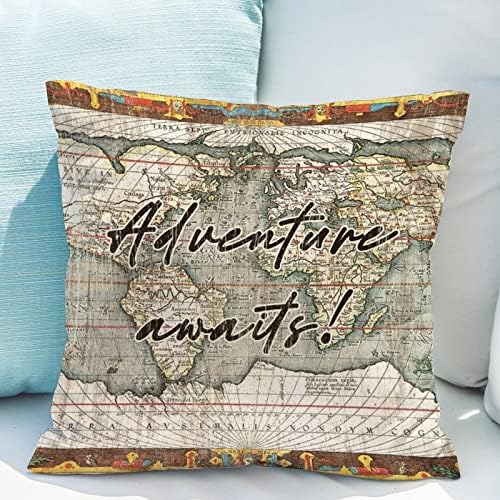 Woguangis Adventure Vintage Mapa Europe bacaju jastuk Jastuk Avantura čeka Vintage Karte Bacanje jastuka