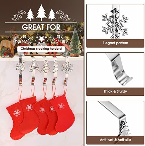 Božićni nosači za mantle od 5, ponderisani čarapa za kamin za mantel, čarape za kuke za Xmas Dekoraciju