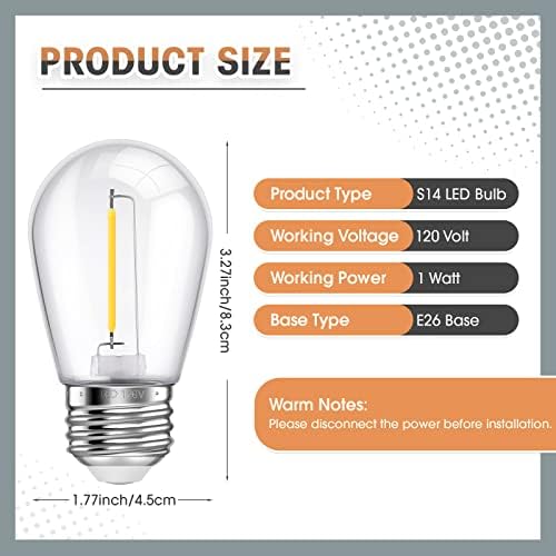 S14 LED zamjenske sijalice Shatterproof vodootporna žica zamjenska sijalica 1w vanjska LED sijalica Vintage