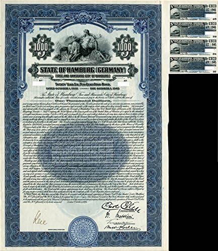 Država Hamburg 6% 1926 $ 1,000 obveznica