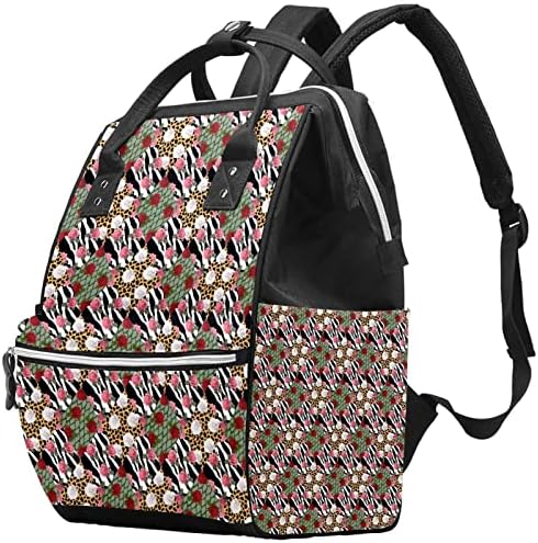 Guerotkr Travel Backpack, Pelene, ruksak pelena, patchwork Sciening Quilting Zebra uzorak cvijet