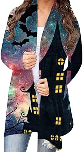 Žene Cardigan Otvoreno Prednji dugački elegantni rameni Sprašiva bluza Shawl Top Halloween Print Laghweight