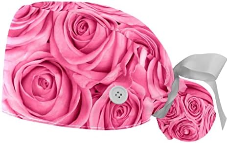 Pročišćavajuće kape za cvijeće lavande za žene duga kosa, radna kapa s gumbom i dužnom, unisex kravata natrag