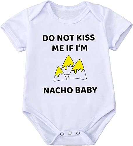 Ne poljubi me ako sam nacho Print baby Girls BoysUits Rompers kratki rukav na vrhu pulover O-izrezom