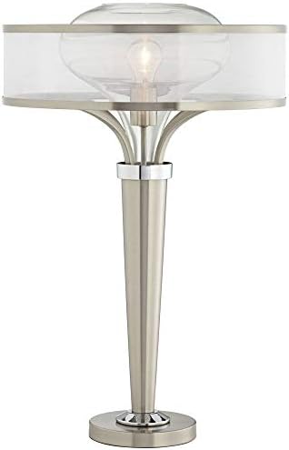 Possini Euro Design Layne moderna Art Deco stolna lampa 28 1/4 visoka brušena nikla Srebrna metalna mreža