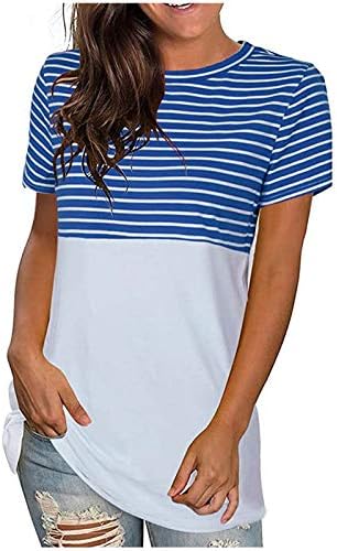 Stripe majica s majicama s majicama labavi modni vrhovi kratkih ležernih ženskih ženskih ženskih bluza za