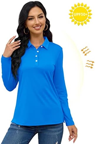 TACVASEN ženske polo majice s dugim rukavima UPF 50+ Brzi suhi 4-gumni performanse za golf košulje Tenis