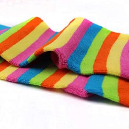 Renslat 6 pari ženskih čarapa jesen i zimska smiješna slatka dugačka boja trak trak gležnjače pamučne čarape