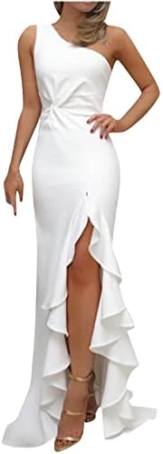 Jedna ramena ruffle visoka maskarska haljina za ženske haljine za vjenčanje bez rukava za vjenčanje koktel