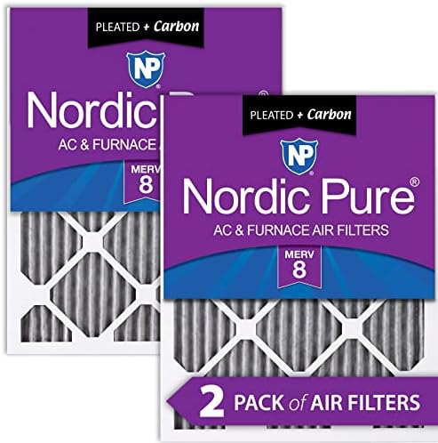 Nordic Pure 8x20x1 MERV 8 plisirani čisti ugljik AC peći filteri za zrak 12 pakovanja
