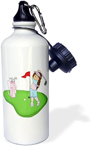 3Droza djevojka sa svojim golf torbama Sportska boca za vodu, 21 oz, višebojno