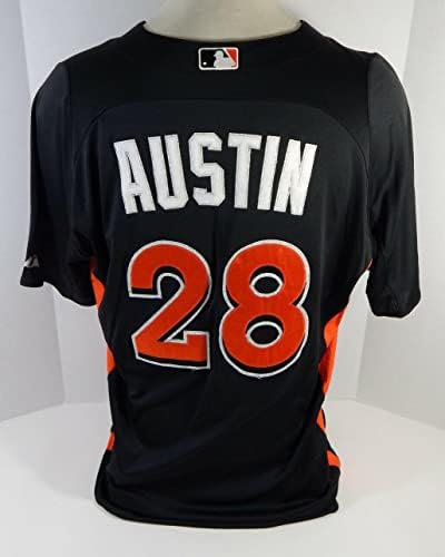 2012-13 Miami Marlins Swan Austin 28 igra Rabljeni Black Jersey St BP 46 77 - Igra Polovni MLB dresovi