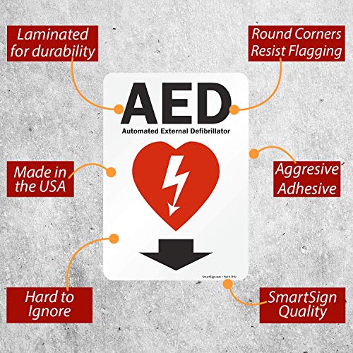AED - automatizirani vanjski defibrilator znak SmartSign | 18 x 24 3M inženjerski razrek reflektirajućeg