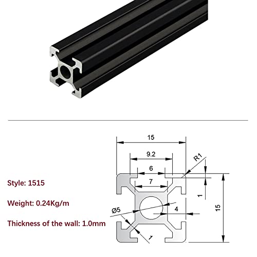 Mssoomm 2 Pakovanje 1515 dužina profila ekstruzije aluminijuma 66,14 inča / 1680 mm crna, 15 x 15 mm 15