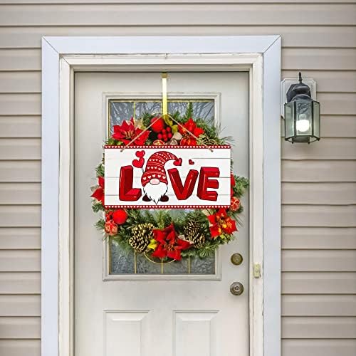 WAAHOME Crveno srce Ljubav Valentines Dan potpisuje vijenac za dekor na vratima, valentini ukrasi za vrata,