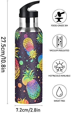 Alaza 20oz vakuumska vakuumska izolirana boca, BPA, šareni ananas sa postoljem boje Boje sportske vode za
