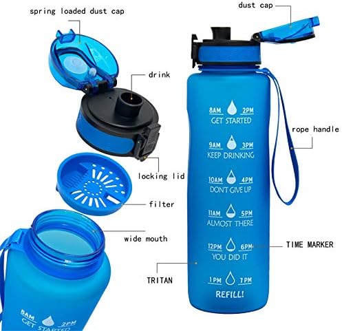 50oz Ombre boca za sport s vremenskim markerom nepropusnosti netoksične motivacijske plastične boce BPA