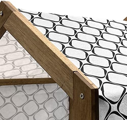 Lunadljiva crno-bijela drvena kuća za kućne ljubimce, jednobojni minimalistički RHOMBUS aranžman rešetka
