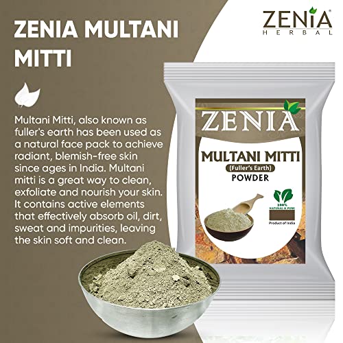 Zenia Pure Fullers zemljani prah | 100 grama / Multani Mitti blato puder za lice / bentonit Indijska ljekovita