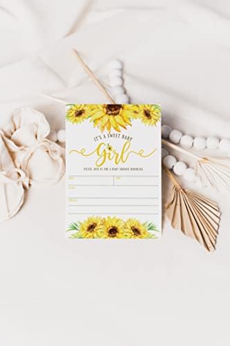 Vaš Main Event štampa pozivnice za tuširanje Suncokretovih djevojčica za tuširanje, žute cvjetne pozivnice