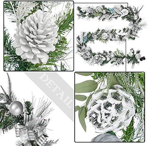 Božićni vijenac Garland Vrijednost paketa | 24-inčni smrznuti zimski srebrni bijeli božićni vijenac i 9