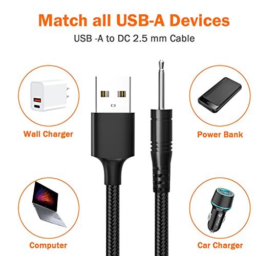 UDATON 2 paket DC kabl za punjenje, USB DC 2.5 mm Adapter za kabl za brzo punjenje zamjenski kabl