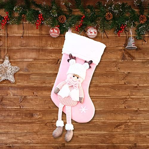 Božićne čarape ružičaste božićne čarape Kamin Viseći bomboni poklon čarape Početna Odmor Božićni ukrasi