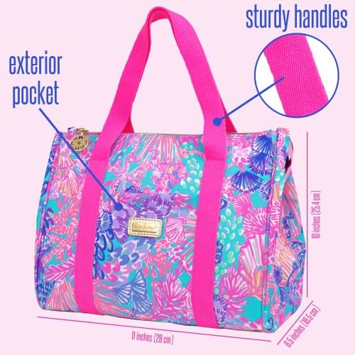 Lilly Pulitzer slatka torba za ručak za žene, izolovana torba velikog kapaciteta, ružičasto / plavi Mini
