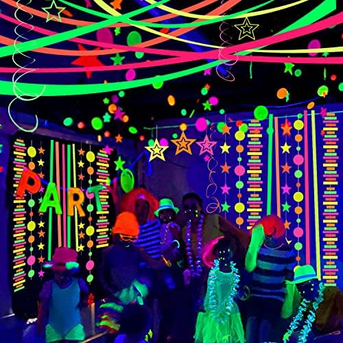 1200feet Blacklight Party Streamer dekoracije 12 rolni Glow krep papir UV reaktivni fluorescentni Neonski