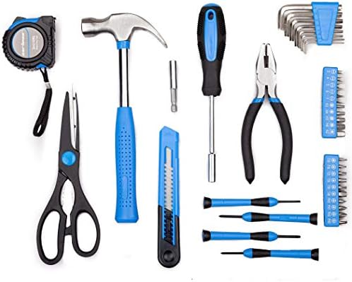 39 komadni alat za alat Orange & Blue - Opći set za ručni alat za domaćinstvo sa kutijom za pohranu plastičnog