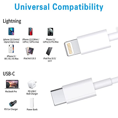 USB C do munje 3Pack 3FT [Apple MFI certificirani] iPhone Brzi punjač kabel USB-C kabel za punjenje napajanja