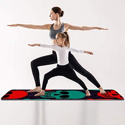 Unicey debela neklizajuća Vježba & amp; fitnes 1/4 prostirka za jogu sa otiskom lobanja za Yoga Pilates