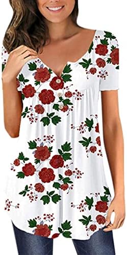 Atletska majica s dugim rukavima Žene Žene Ljetni modni modni gumb s kratkim rukavima Tunike Ležerne prilike