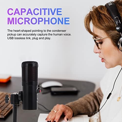 Mikrofon 1 Postavite audio crni računar chat capacacat Metal Mute USB Gaming Microfon za streaming Desktop