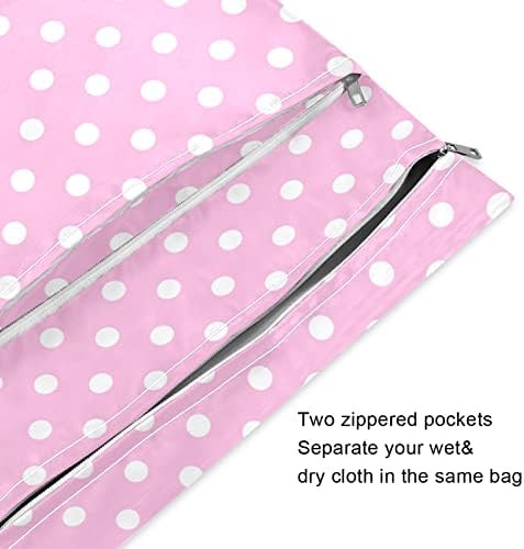 ZZXXB Pink i bijela Polka Dot Vodootporna mokraća torba za višekratnu krpu s pelenom Wet suha torba sa džepom