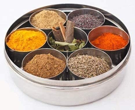 Sahishnu Online i marketing masala kutija od nehrđajućeg čelika, kutija za začinu, masala dabba, začinski spremnik, indijska kutija za začin, kutija za začin za kuhare