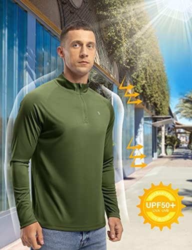 TBMPOY muški 1/4 zip pulover UPF 50+ Zaštita od sunca Dugih rukava Majice Lagana sportska košulja Atletskih osipa