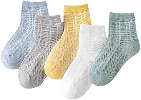BLFYQB dječje čarapa Čista pamučna svjetla jesen tanki dio čarape Boy Girl Mesh Sock 5 parova mreža