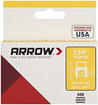 Arrow Pričvršćivač 591189S Originalni T59 nehrđajući 5/16 inčni za 5/16-inčni spajalice, bistro, 300 pakovanja