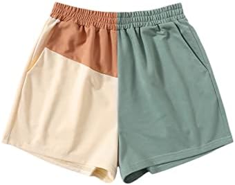 Soly Hux ženske ležerne elastične kratke hlače koje rade visoki čeki za struk blok znojnih hlača sa džepovima