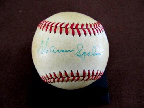 Warren Spahn Braves 300 WIN Club HOF potpisan AUTO Feeney Onl Gu'ed Baseball JSA - autogramirani bejzbol